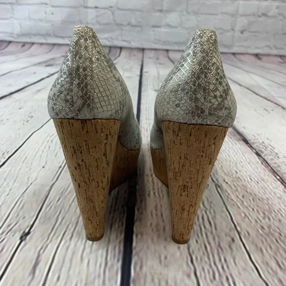 Vince Camuto Snake Skin Cork Wedges - Picture 5 of 7